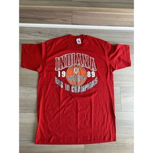 VINTAGE Indiana Hoosiers Shirt Men’s XL Red Single Stitch NCAA‎ Logo 7 1989